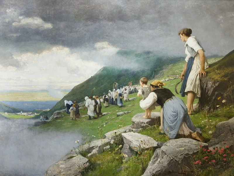 1840-Lorenzo Delleani - Pellegrinaggio ad Oropa - Palazzo Mazzetti, Asti